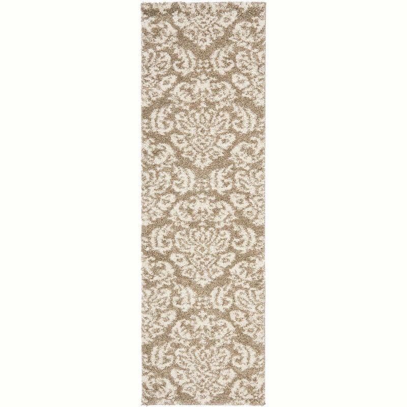 Florida Shag SG460 Power Loomed Indoor Runner Rug - Beige/Cream - 2'3"x11' - Safavieh