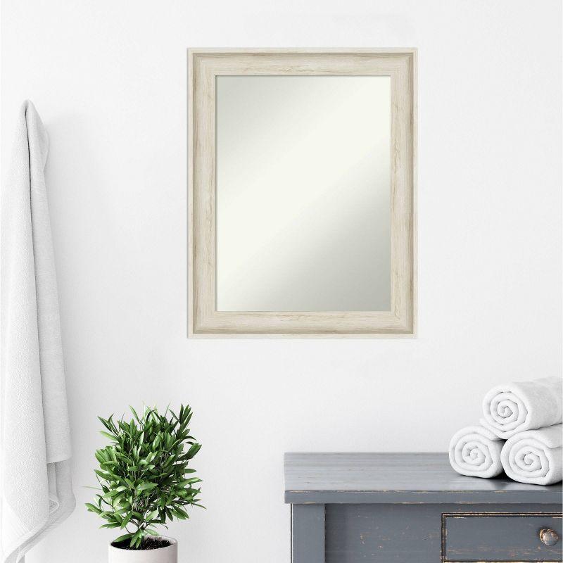 23" x 29" Non-Beveled Regal Birch Cream Bathroom Wall Mirror - Amanti Art: Rectangular, Polystyrene Frame, Includes Mount Hardware