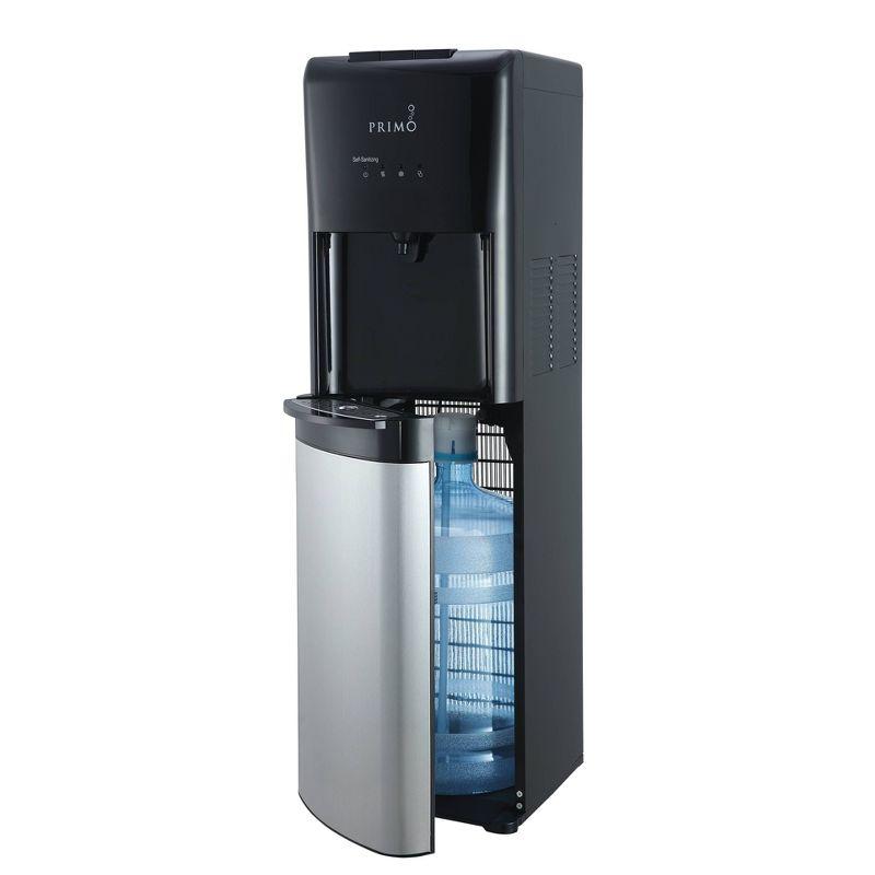 Primo Deluxe Bottom Loading Water Dispenser with Self-Sanitization: 5 Gallon, Hot & Cold, Freestanding, Black/Silver