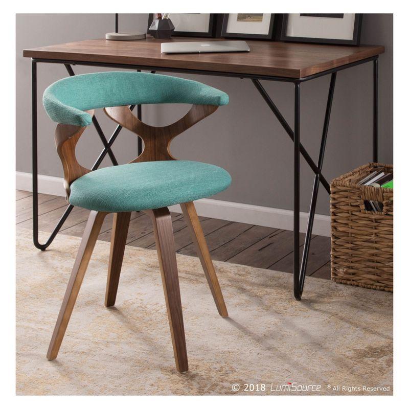 Gardenia Mid-Century Modern Dining Accent Chair with Swivel Teal - LumiSource: Upholstered, Wood Legs, No Assembly Required