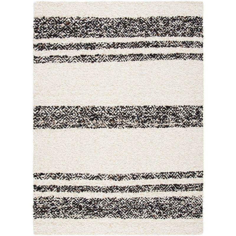 Natura Black and Ivory Handwoven Wool Cotton Area Rug