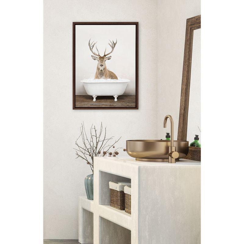 18" x 24" Sylvie Male Deer in Rustic Bath Framed Canvas by Amy Peterson - Kate & Laurel All Things Decor