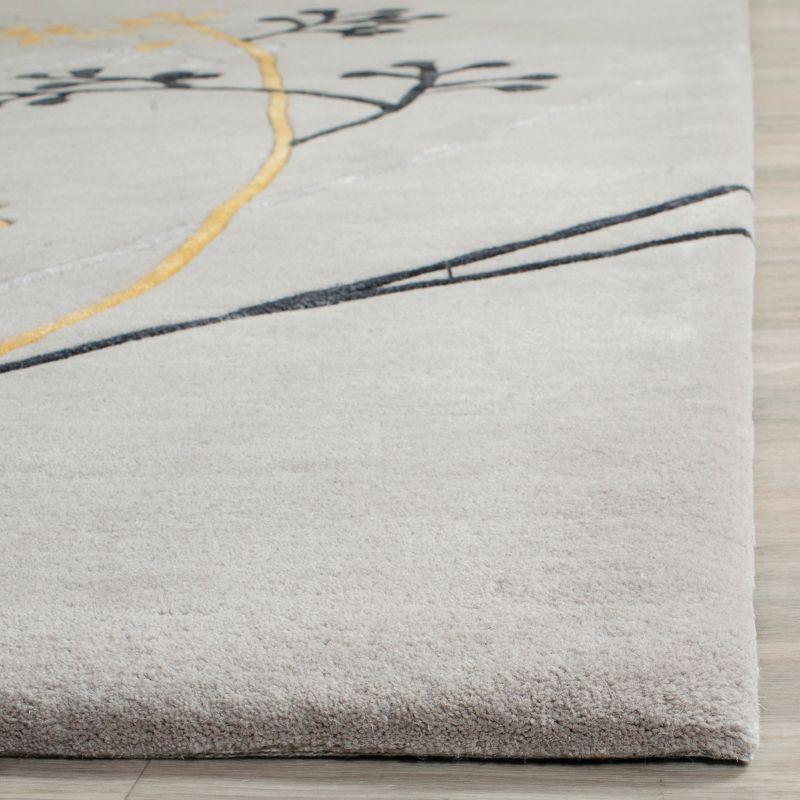 Gray and Yellow Tufted Wool and Viscose Square Area Rug