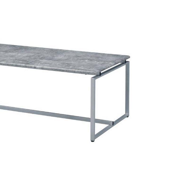 Acme Furniture 48" Jurgen Coffee Table Faux Concrete Top Silver: Modern Rectangle, Metal Frame, Wood Surface