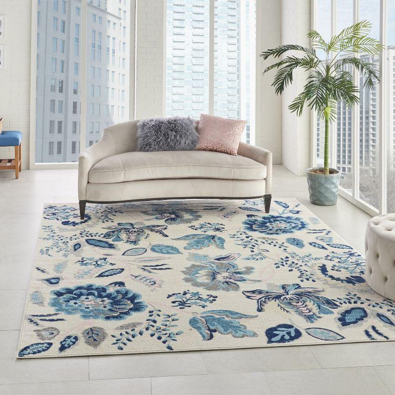 Nourison Tranquil 8' X 10' Ivory/Light Blue Area Rug French Country Eclectic Floral by Nourison