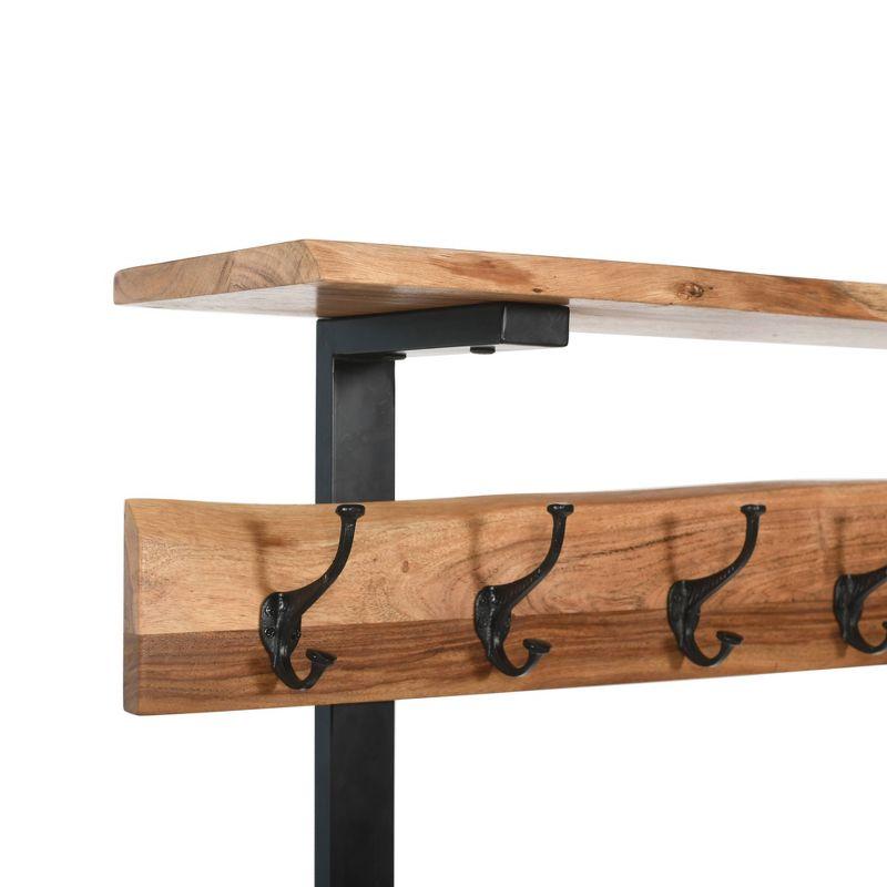 Alpine Hall Tree Natural - Alaterre Furniture: Acacia Wood, Metal Legs, Storage, 7 Hooks