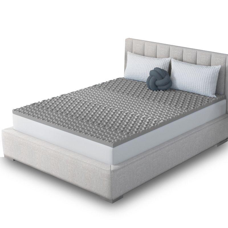 Vibe 2” Cool Pod Convoluted Gel Memory Foam Mattress Topper, Full
