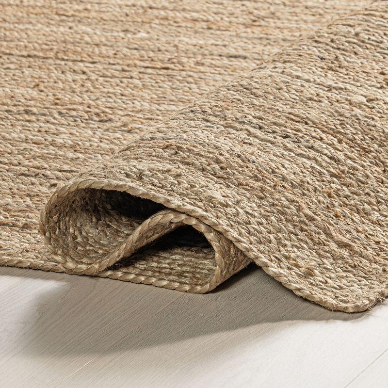 Nuloom 8 Square Rigo Jute Hand Woven Indoor Area Rug, Natural, Solid Farmhouse Design, Natural Fiber Bedroom, Living Room, Kitchen,