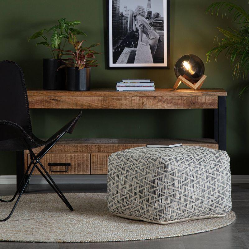 Anji Mountain Lafayette Square Pouf Black/Ivory: Cotton Ottoman, Fair Trade, No Assembly Required