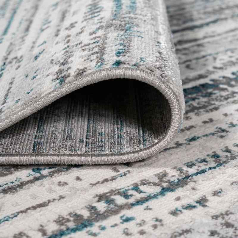8'x10' Loom Modern Strie'  Area Rug, Gray/Turquoise - JONATHAN Y