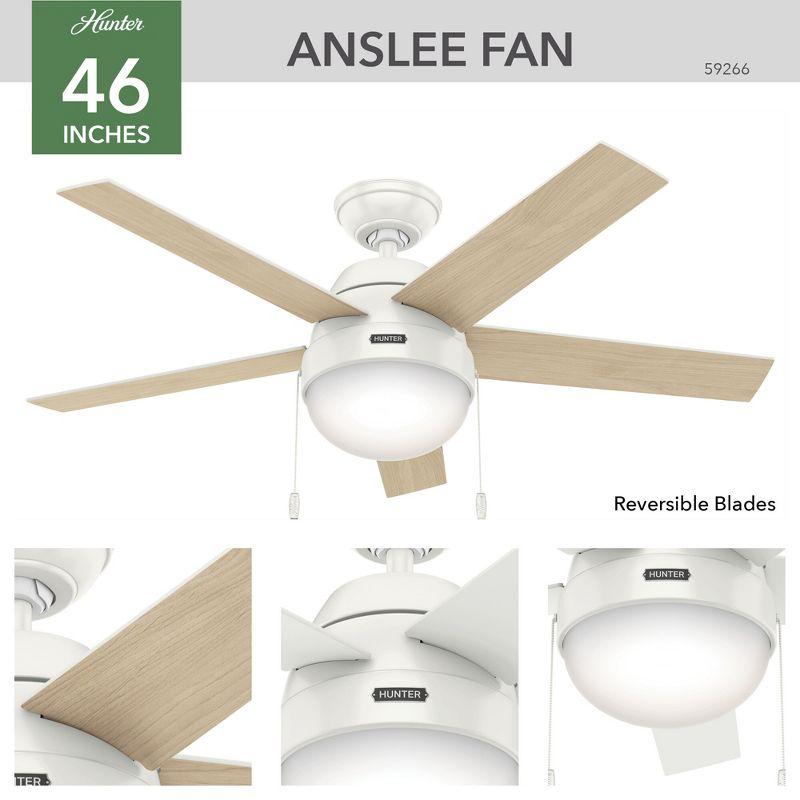 46" Anslee Standard Ceiling Fan with Pull Chain and Light Kit Included