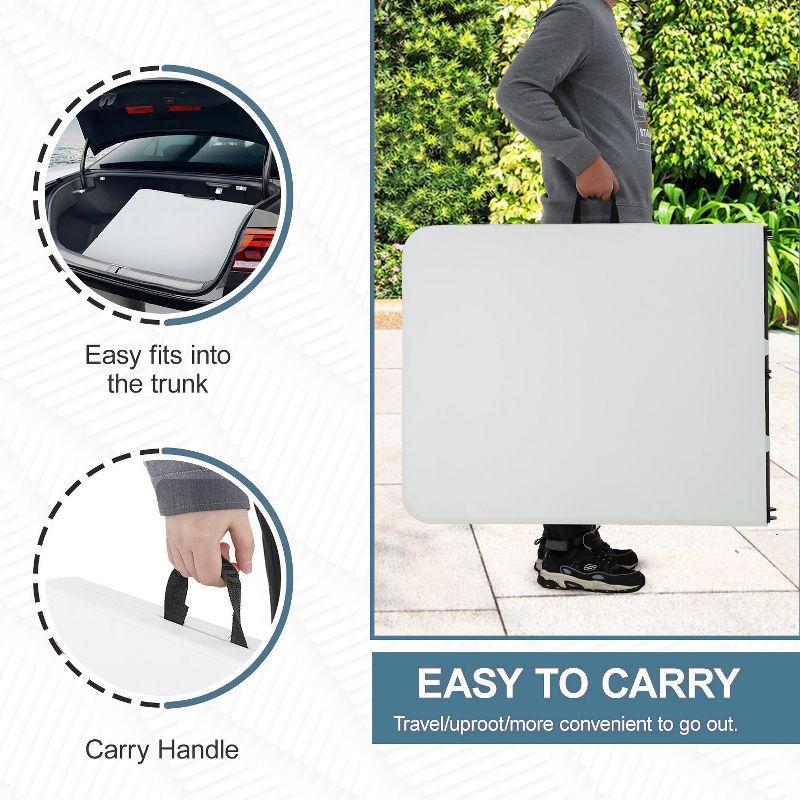 BestMassage Portable Plastic Picnic Table 8FT Outdoor Dining Table with Carrying Handle, White