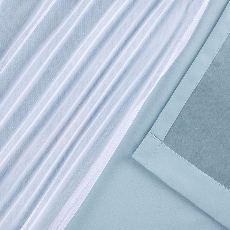 Set of 2 (84"x52") Caterina Layered Solid Blackout with Sheer Top Curtain Panels Aqua - Exclusive Home: Room Darkening, Thermal Insulated