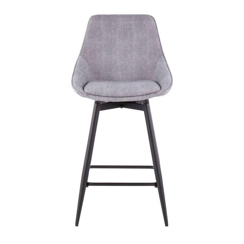 Set of 2 Diana Counter Height Barstools Gray: Velvet Upholstery, Swivel, Armless - LumiSource