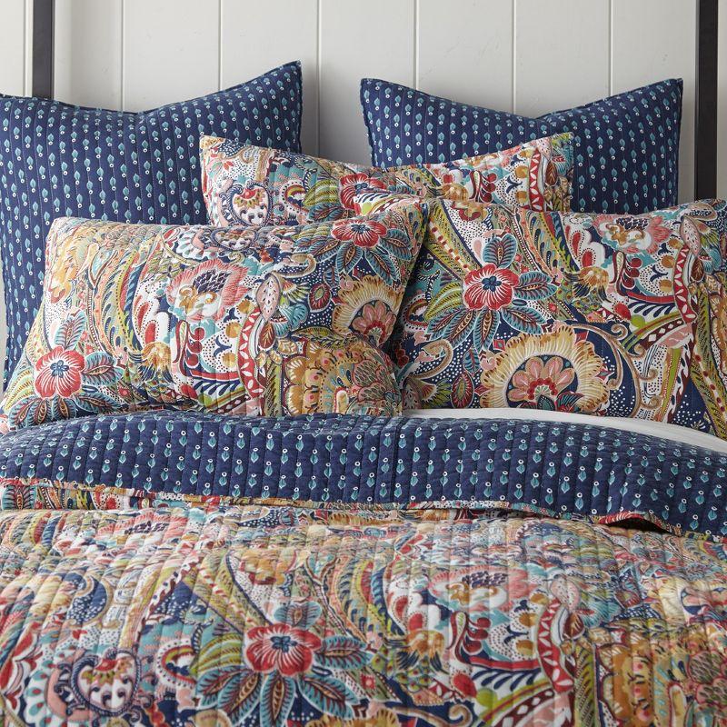 Nanette Floral Quilt Set - Twin/Twin XL Quilt and One Standard Sham Navy - Levtex Home