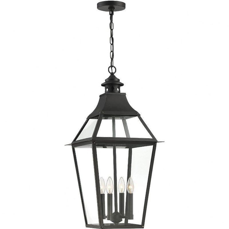 Jackson 4-Light Outdoor Hanging Lantern in Matte Black with Gold Highlights