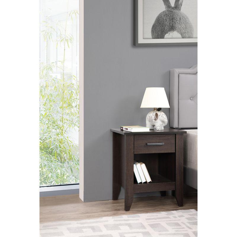 Lennox 24" Wenge 1-Drawer Nightstand with Open Shelf