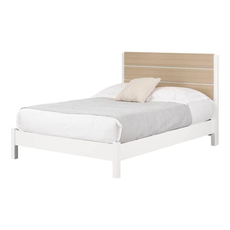 Full Munich Platform Bed with Headboard White/Soft Elm - South Shore