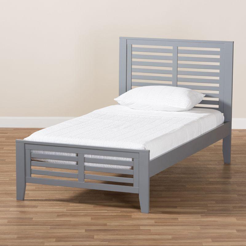 Sedona Gray Wood Twin Platform Bed with Upholstered Headboard