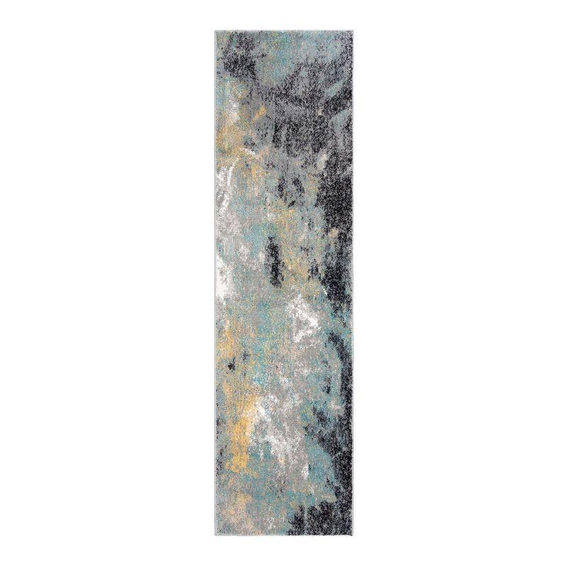 Gertmenian Alor Satori Modern Abstract Aqua/Navy Blue/Gold/Ivory Polypropylene Indoor Area Rug