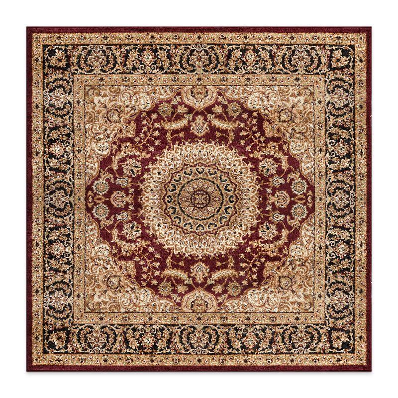 World Rug Gallery Traditional Oriental Medallion Area Rug - BURGUNDY 6'6"x6'6"