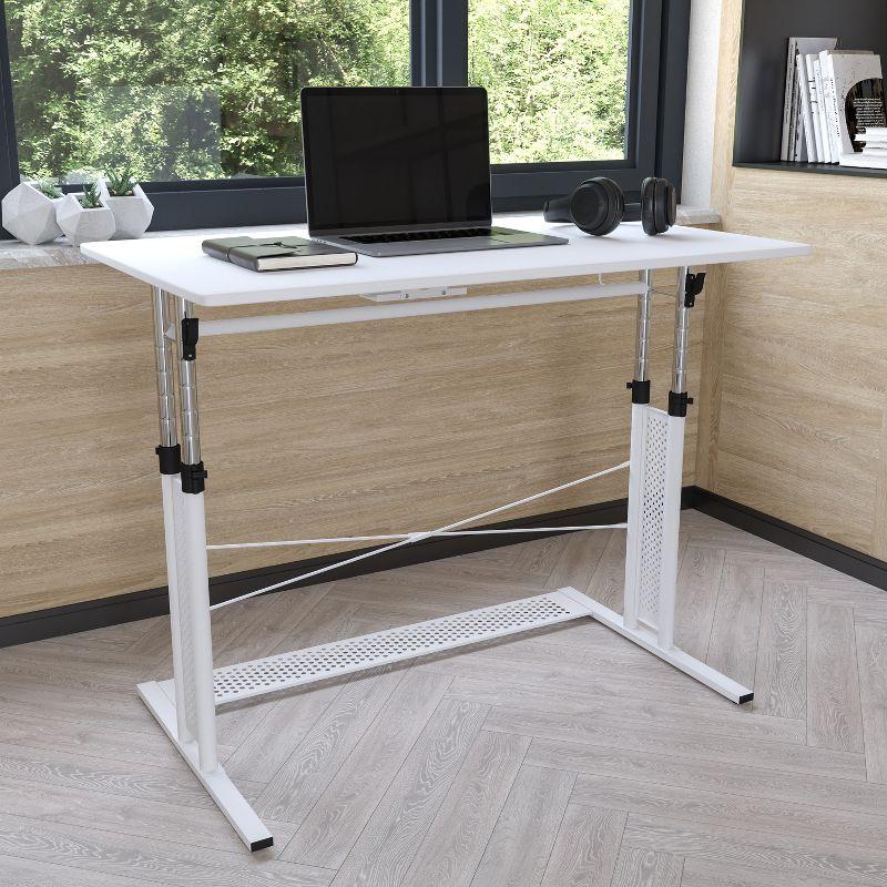 Flash Furniture Height Adjustable (27.25-35.75"H) Sit to Stand Home Office Desk