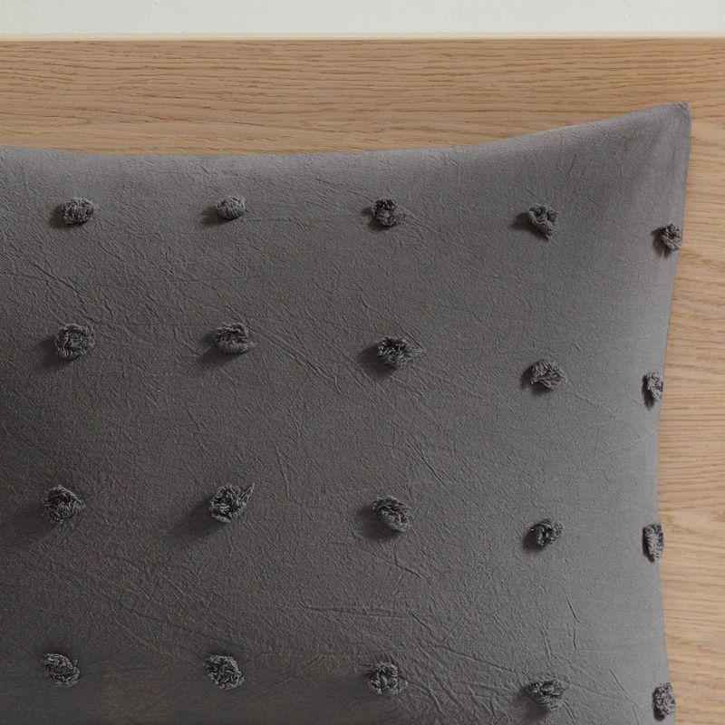 5pc Twin/Twin Extra Long Urban Habitat Kay Cotton Jacquard Duvet Cover Set Charcoal: Includes Shams & Decorative Pillows