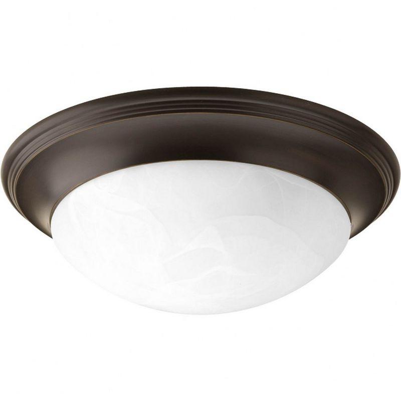 Progress Lighting Messina Collection 2-Light Flush Mount, Antique Bronze, Etched Alabaster Glass