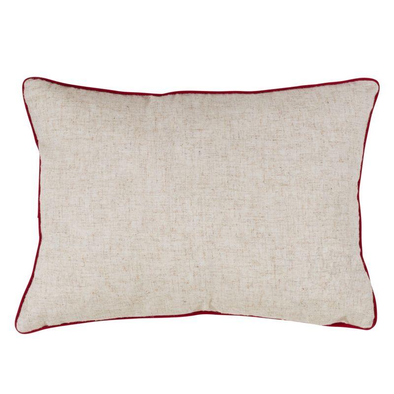 Saro Lifestyle Red Car And Christmas Tree Design Poly Blend Pillow With Down Filling, 14"x20", Multicolored