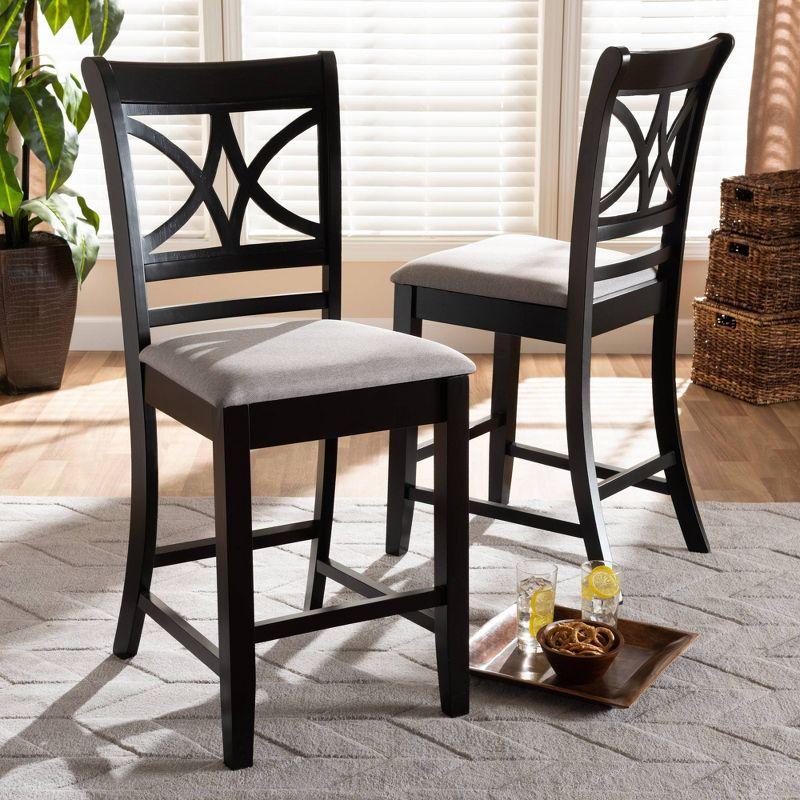 Chandler Gray Upholstered Wood Pub Chairs, Set of 2