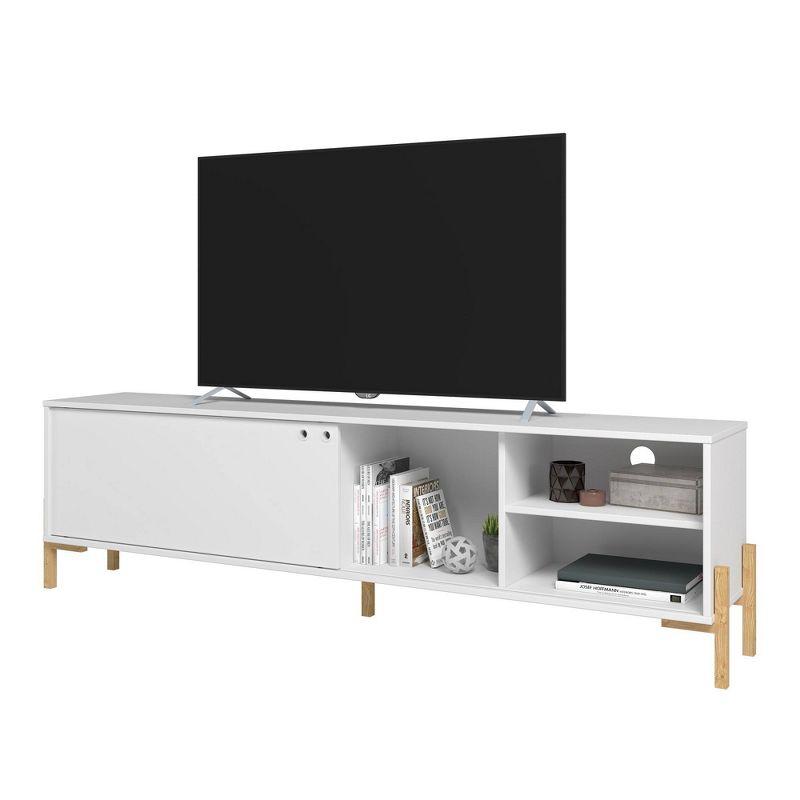 Bowery TV Stand for TVs up to 70" White/Oak - Manhattan Comfort: Mid-Century Design, Cable Management