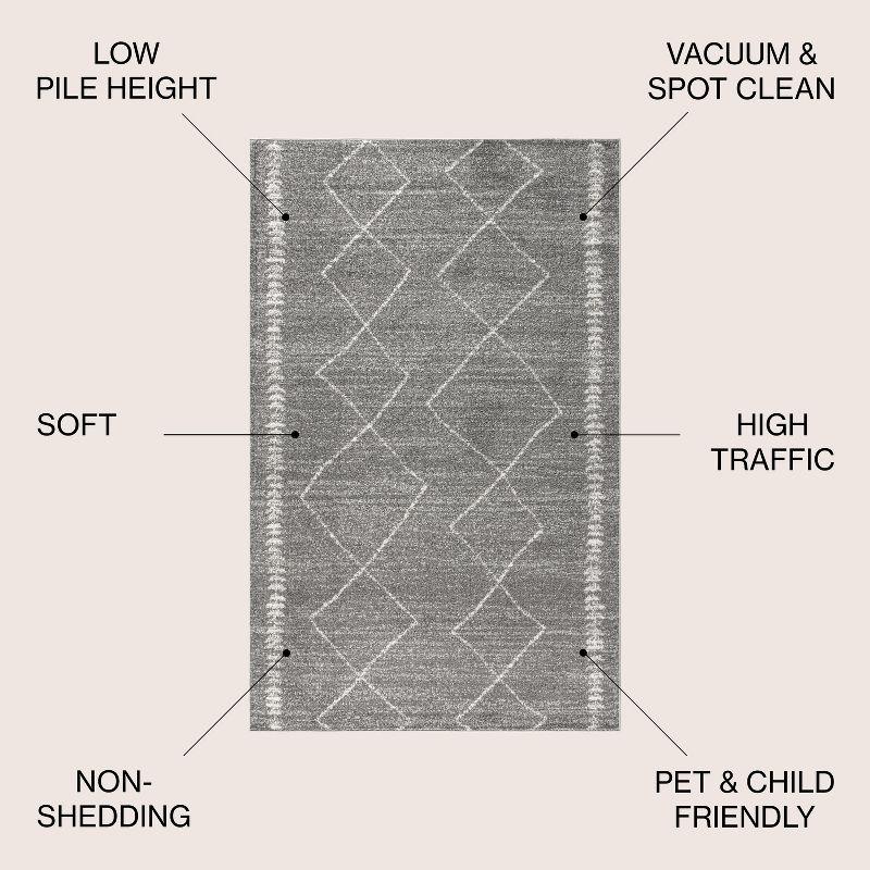 5'x8' Zaina Moroccan Beni Souk Area Rug, Gray/Cream - JONATHAN Y