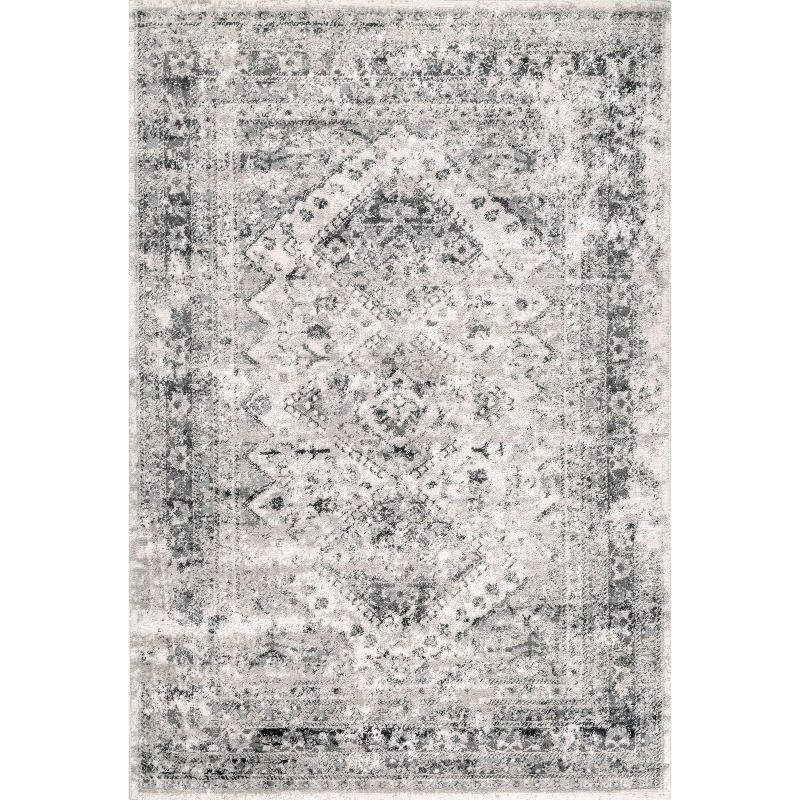 Nuloom Madisson Medallion 4x6 Indoor Area Rug for Living Room Bedroom Dining Room Kitchen, Grey/Ivory