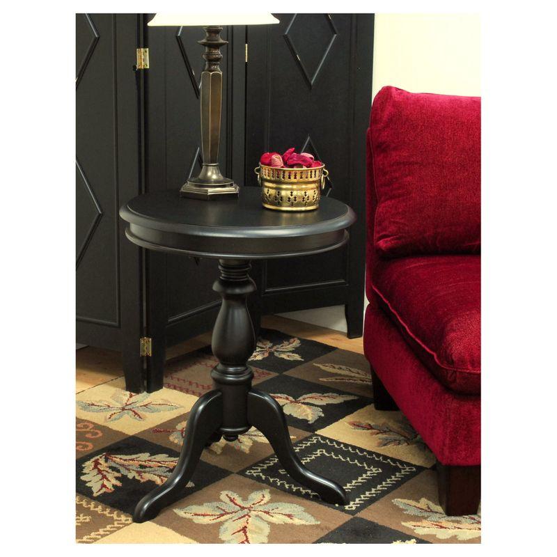 Antique Black Round Wood Pedestal Side Table