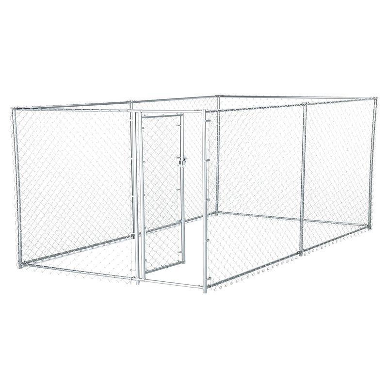 Lucky Dog Galvanized Steel Chain Link Outdoor Dog Kennel with Latching Door