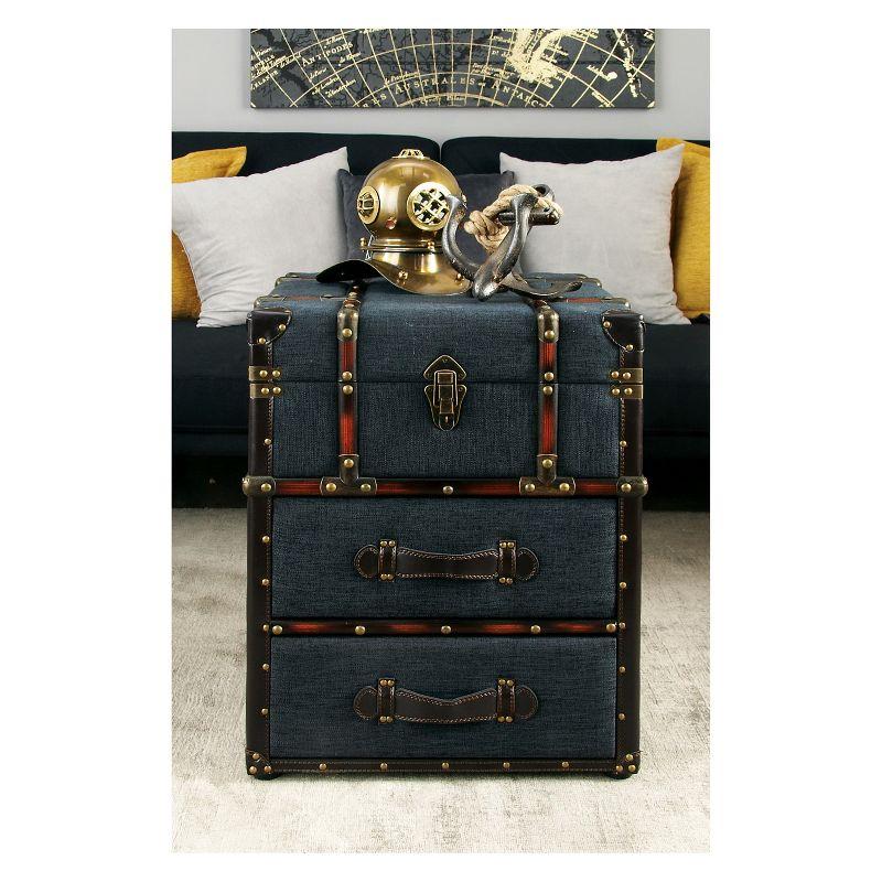 Wood and Fabric End Table Dark Blue with Storage - Olivia & May: Fully Assembled, Indoor Use