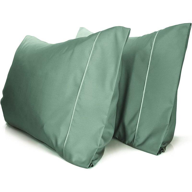 LuxClub 2 PC Tree Moss Green Queen Performance Microfiber Solid Pillowcase Set