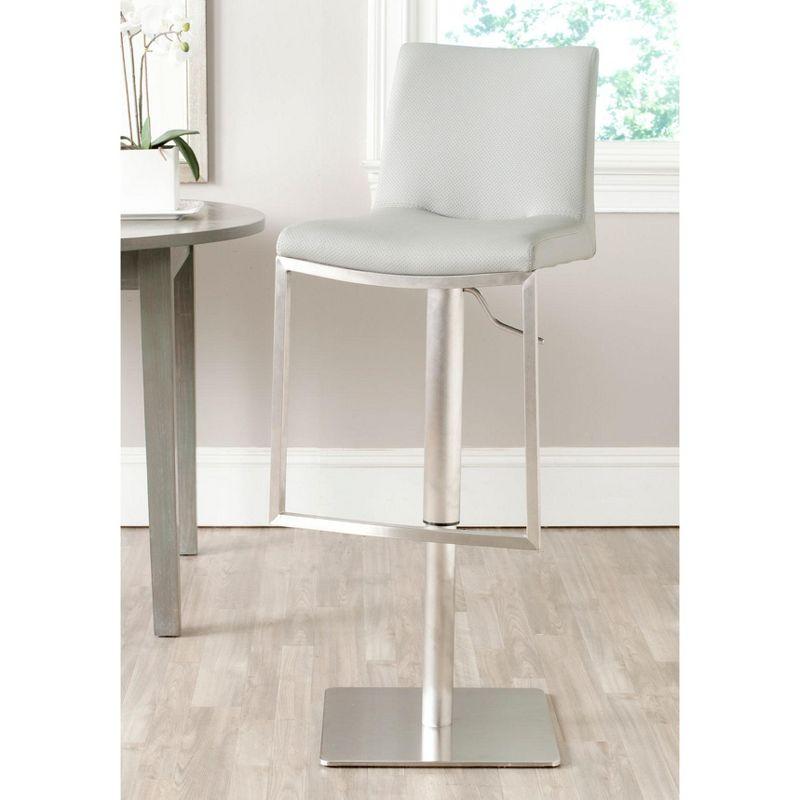 Gray Adjustable Swivel Bar Stool with Metal Base