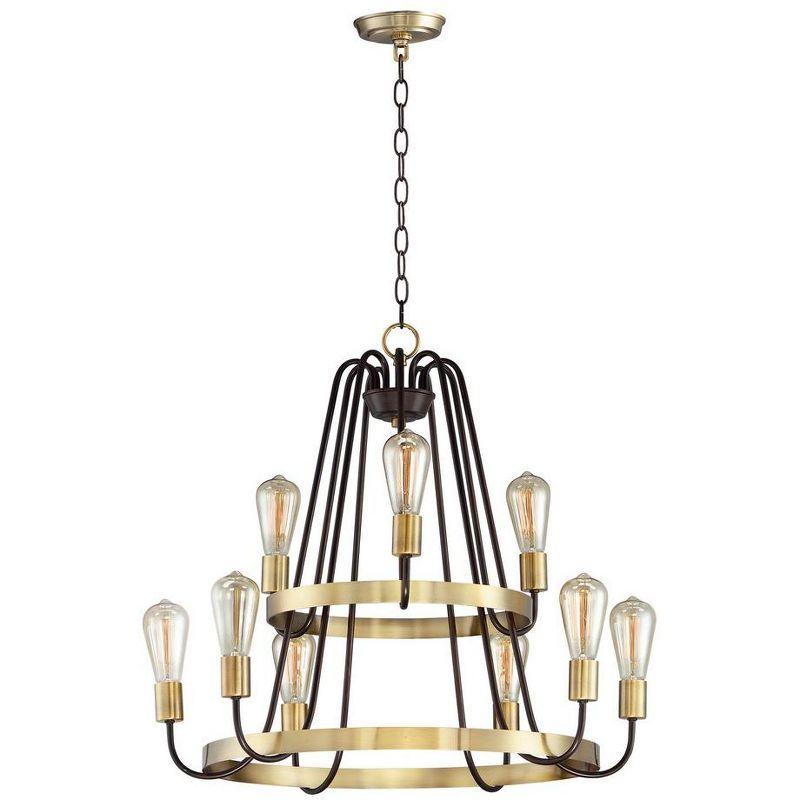 Haven 27'' Oil Rubbed Bronze and Brass 9-Light Chandelier