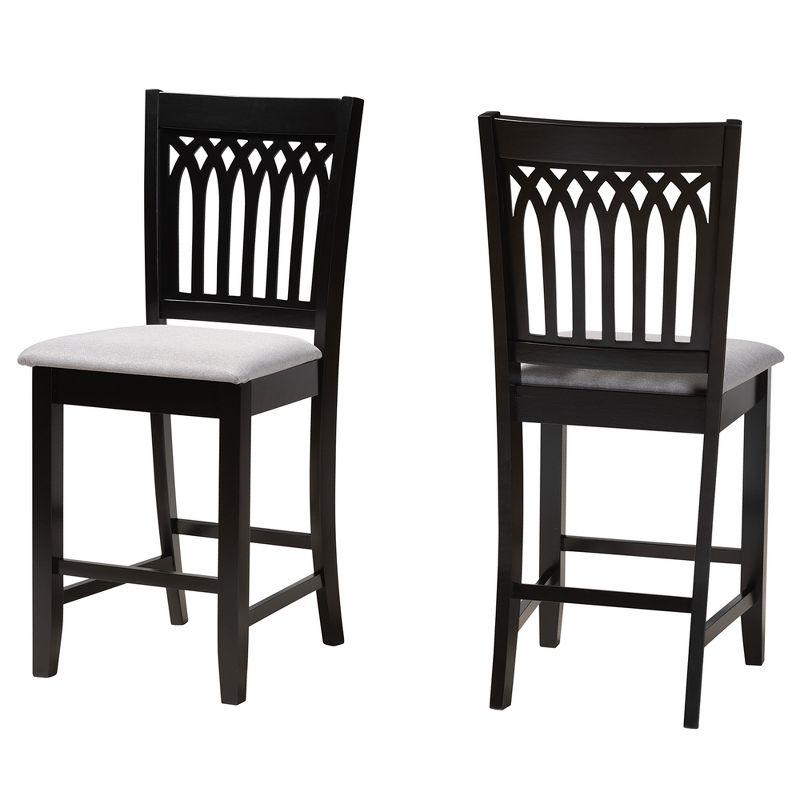 Genesis Dark Brown Wood and Gray Fabric Counter Stool Set