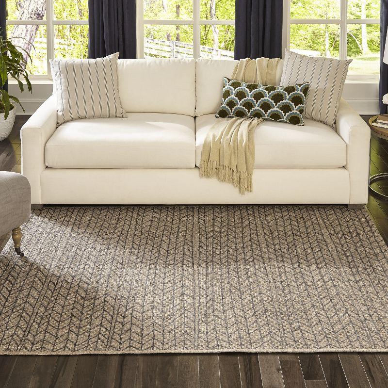 3'11"x5'7" Stripe Loomed Accent Rug Tan - Momeni: Indoor Outdoor Low Pile Entryway Area Rug