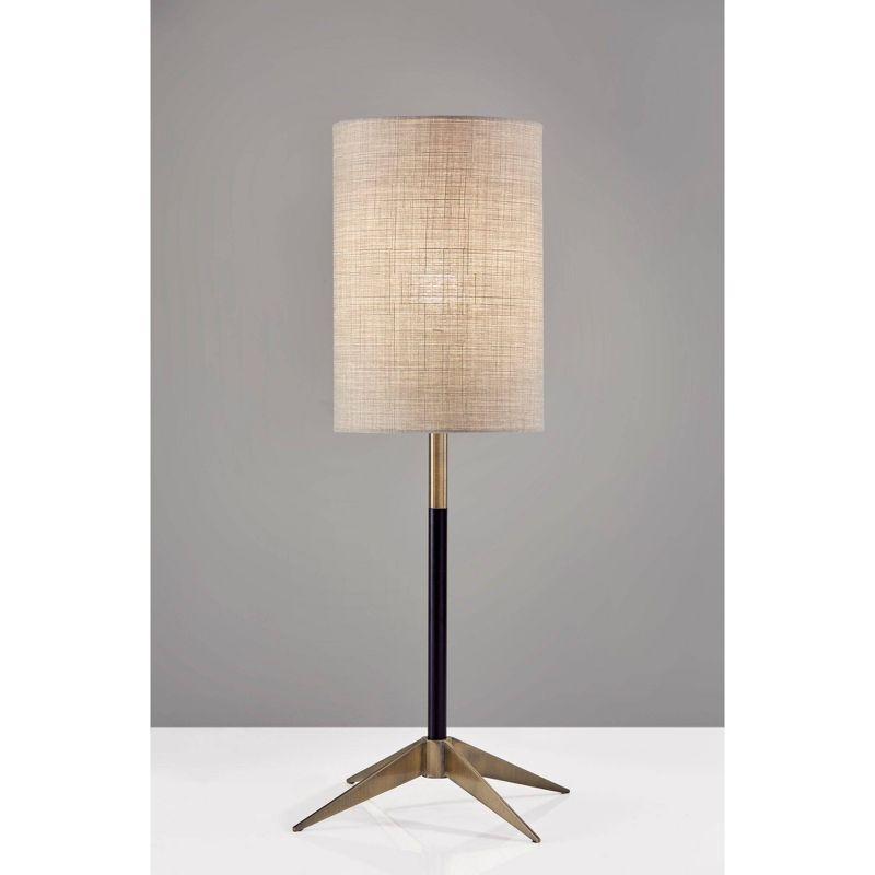 26.75" Davis Table Lamp Matte Black - Adesso: Antique Brass Finish, Linen Shade, UL Listed, 60W, No Tools Assembly