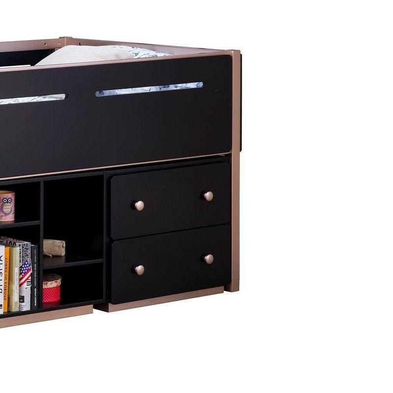 22" Prescott Decorative Bookshelf Black Rose-Gold - Acme Furniture: 4-Tier, Wood Frame, Enclosed Back with Drawer