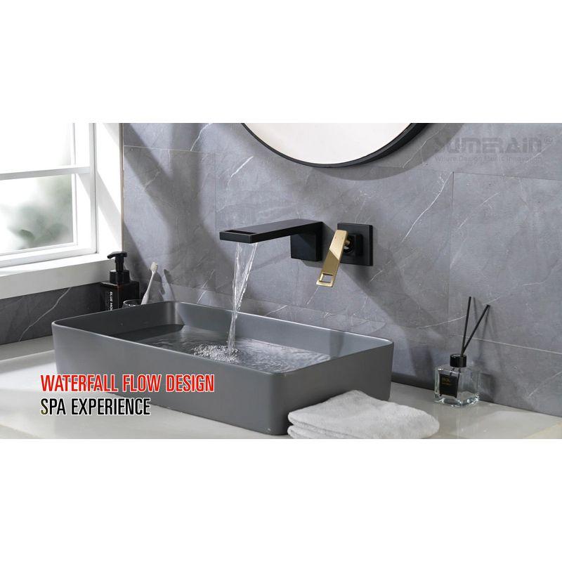 Waterfall Brass Wall Mount Bathroom Sink Faucet, Vanities Faucets