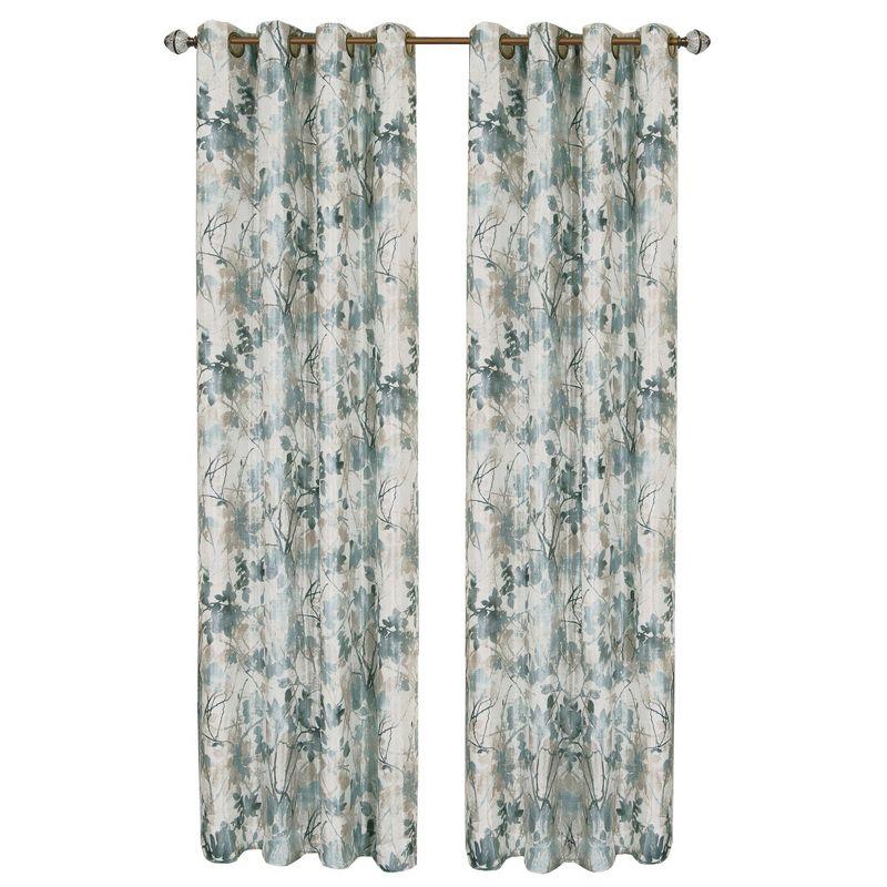Kate Aurora Country Living 100% Thermal Lined Grommet Top Floral Room Darkening Curtains - 50 in. W x 63 in. L, Blue