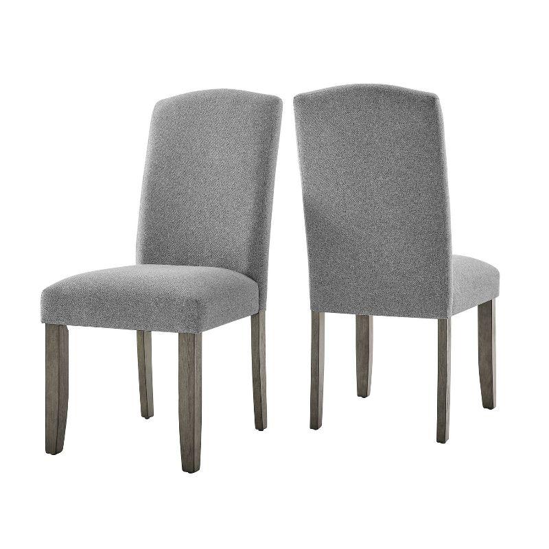 Emily Gray Upholstered Side Chair with Wood Legs