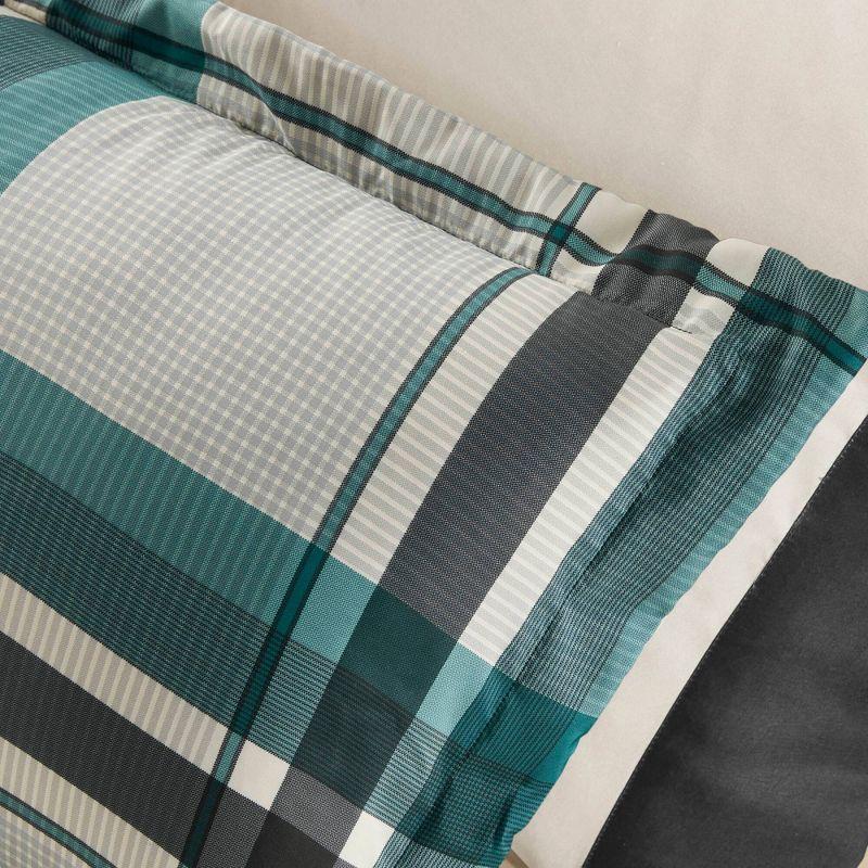 Intelligent Design Rick Plaid Microfiber Soft Comforter Set with Bed Sheet Teal Blue