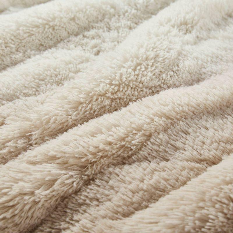 Natural Ombre Twin Shaggy Faux Fur Comforter Set