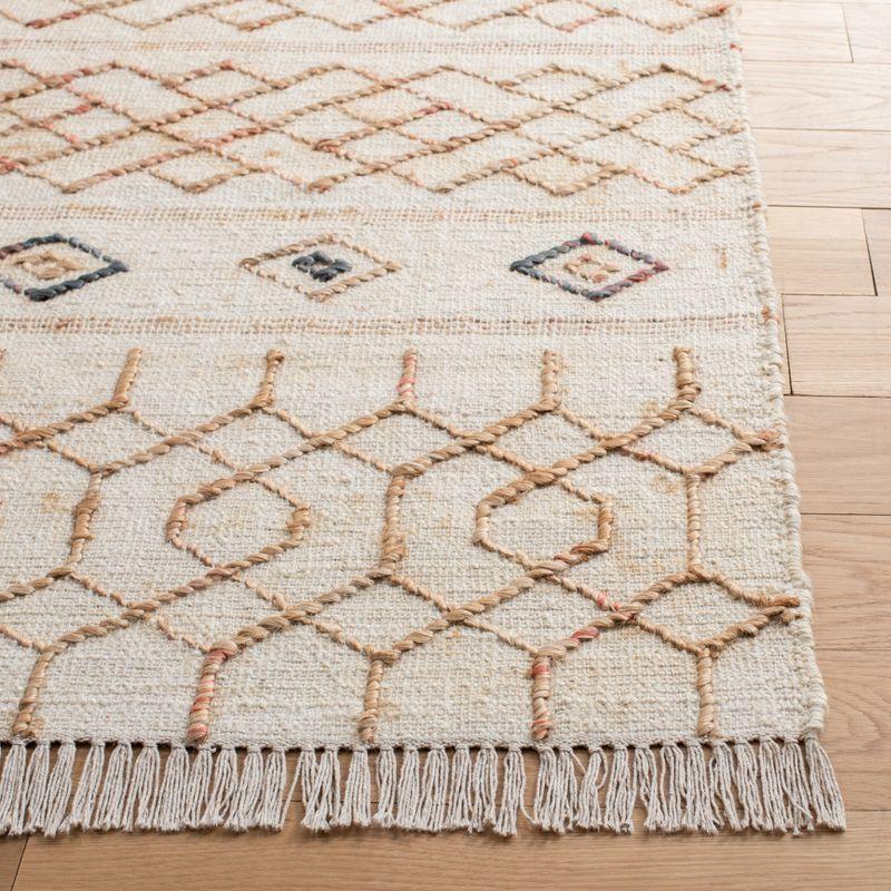 Ivory Geometric Handwoven Natural Fiber 5' x 8' Area Rug