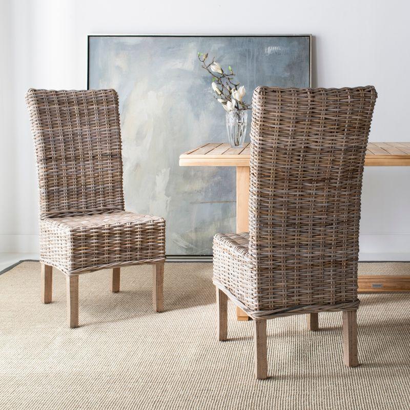Quaker 19" H Rattan Side Chair (Set of 2) - FOX6521 - Natural Unfinished/Rustic Grey - Safavieh Couture